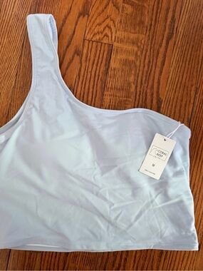 Coral Reef Light Blue One-Shoulder Swim Top